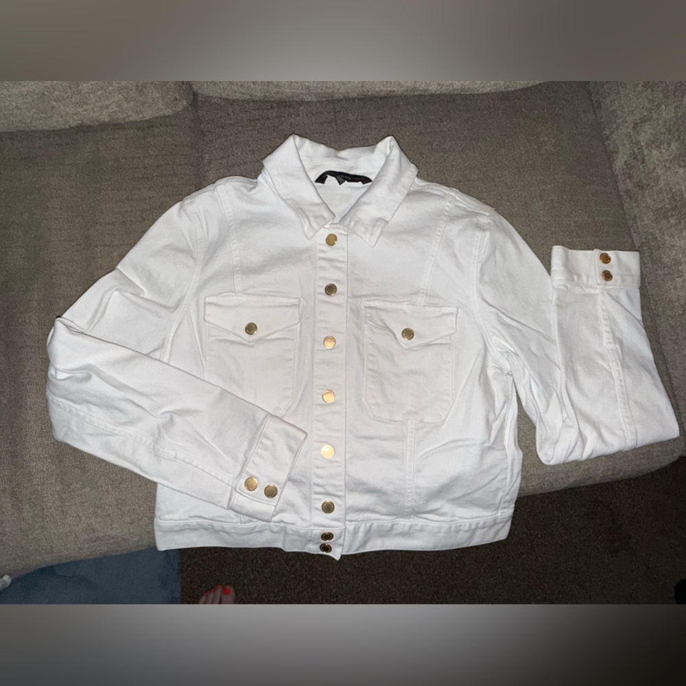 White House Black Market Elegant White Denim Jacket